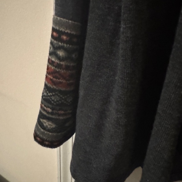 Staccato Large Women's Charcoal Gray draped Sweater with abstract trim - Picture 3 of 4